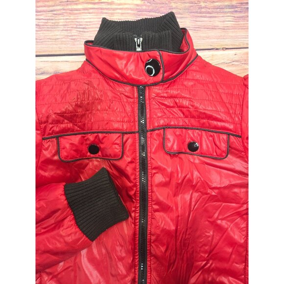 Xhilaration Womens Faux Leather Jacket Small with Ribbed Collar & Cuffs - Picture 4 of 7